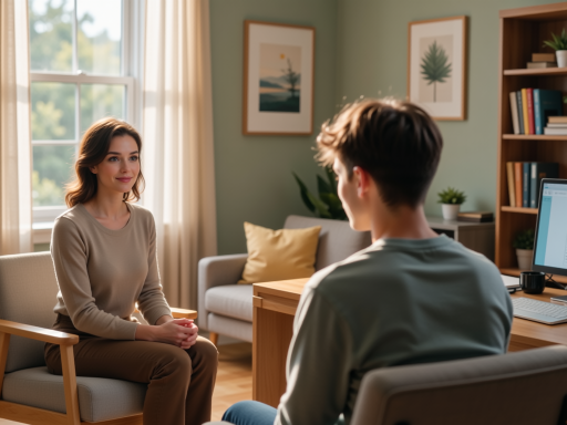 专业情感咨询师提供一对一咨询服务，温暖舒适的咨询环境，专业心理辅导场景